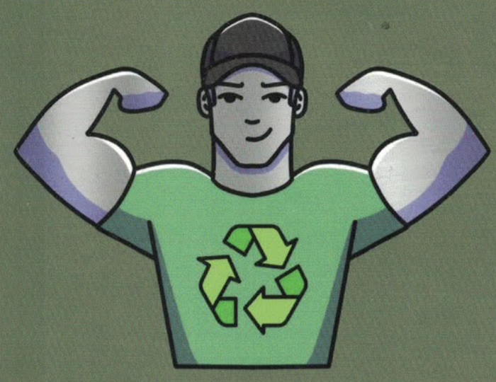 IRONMAN Junk Removal recycling mascot